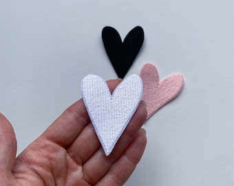 Cute heart iron on patch, Multicolor heart badge, I love you applique