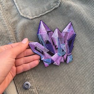 Crystal iron on patch, Gems patch, Iron on embroidered patch, Crystal badge, Art applique, Clothing embellishment
