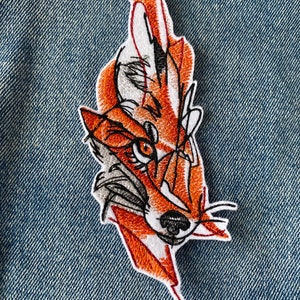 Wild Fox patch, Woodland fox iron on patch, Modern, minimal sew on patch, Sketch patch