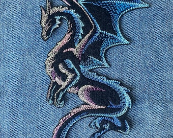 Écusson dragon céleste, créature fantastique à repasser, thermocollant écusson brodé, créature fantastique à repasser, applique thermocollante, dragon enchanteur