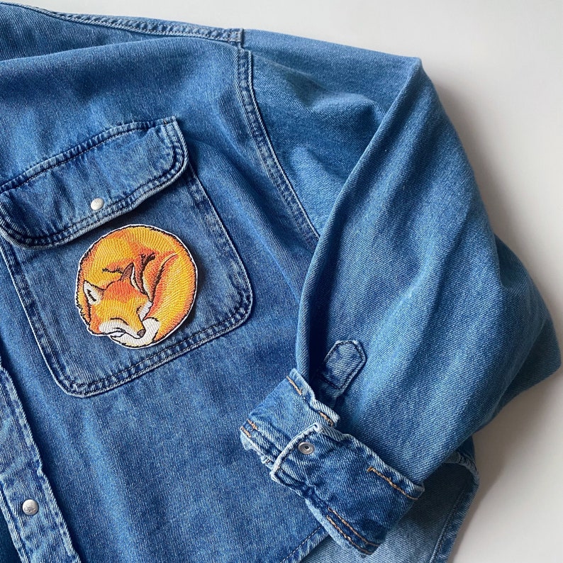 Cute fox iron on patch, Woodland sustainable clothing decor image 5