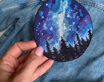 Parche termoadhesivo de cielo nocturno, insignia de Vía Láctea para coser, decoración de ropa DIY