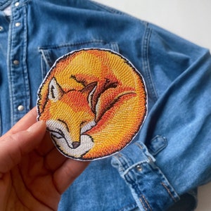 Cute fox iron on patch, Woodland sustainable clothing decor image 1