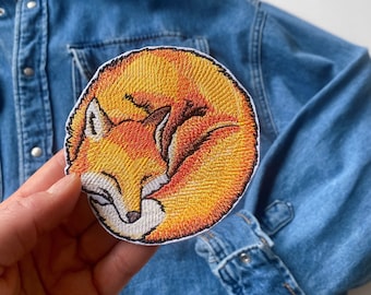Cute fox iron on patch, Woodland sustainable clothing decor