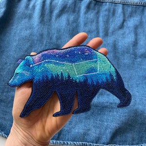 Majestic Bear Embroidered iron on Patch, Ursa Major & Forest Motif