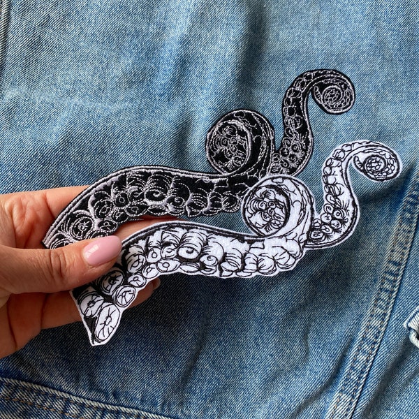 Octopus tentacle iron on patch, Squid legs patch, Ocean creature applique, Halloween patch, Cool patch for jacket