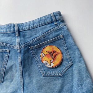 Cute fox iron on patch, Woodland sustainable clothing decor image 3