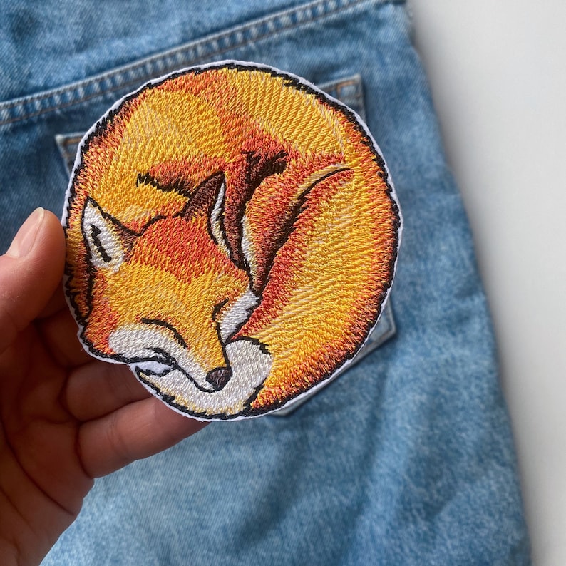 Cute fox iron on patch, Woodland sustainable clothing decor image 4