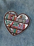 Floral Book Iron On Patch: Heart Bookshelf Applique product logo