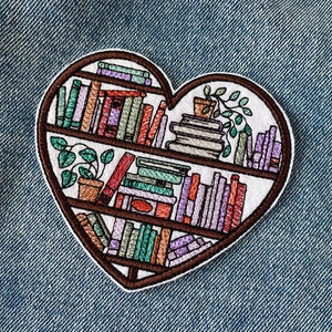 Livres fer sur patch, j'aime les livres applique, insigne de livre floral, patch de retour à l'école, patchs de club de lecture, badge de lecture d'amour, patch de professeur