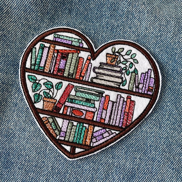 Books iron on patch, I love books applique, floral book badge, Back to school patch, Book club patches, Love reading badge, Teacher patch