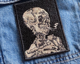 Schädel Van Gogh Aufnäher zum Aufbügeln: Goth Biker Abzeichen