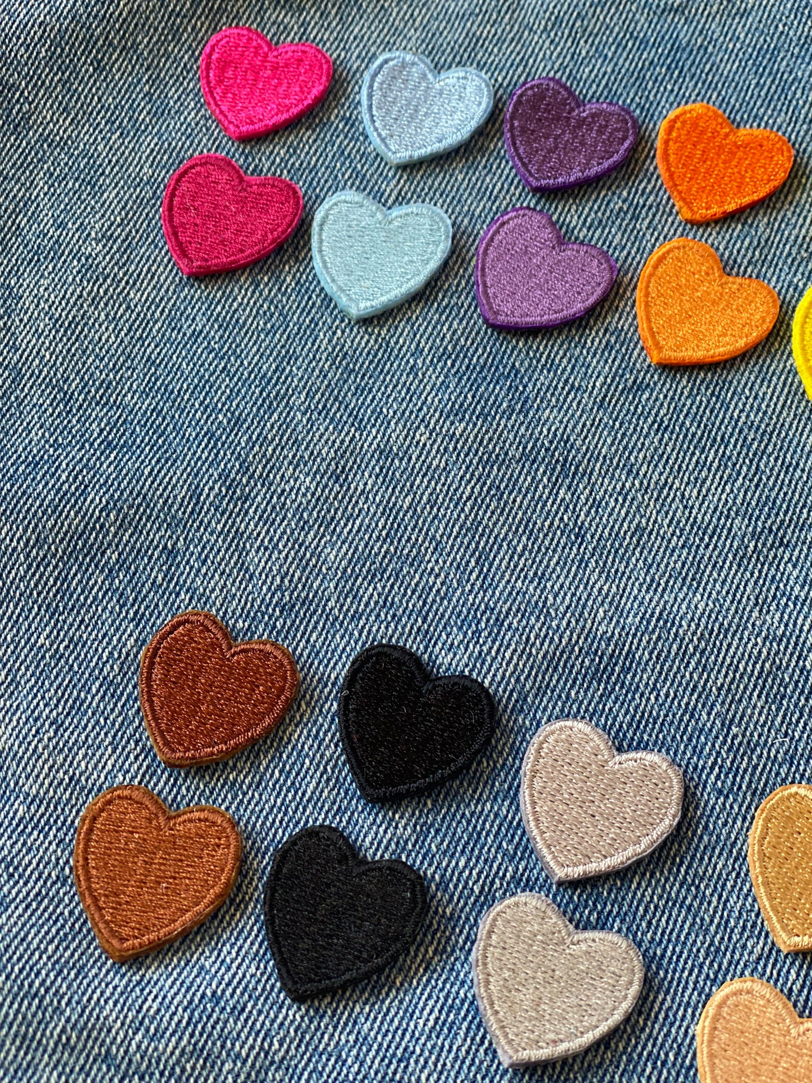 Tiny Heart Fusible Patch Multicolor Heart Applique I Love - Etsy