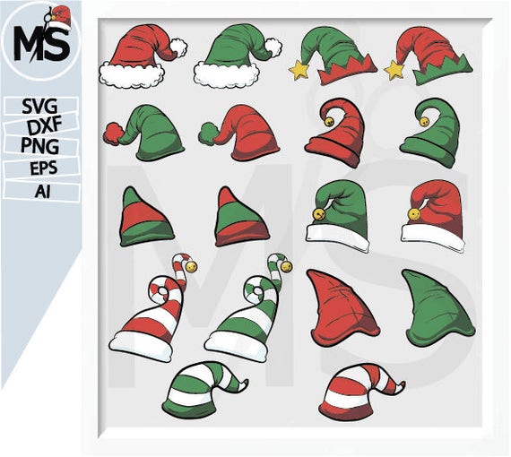 Download Christmas elf svg elf hat Silhouettes elf cut file Vector | Etsy