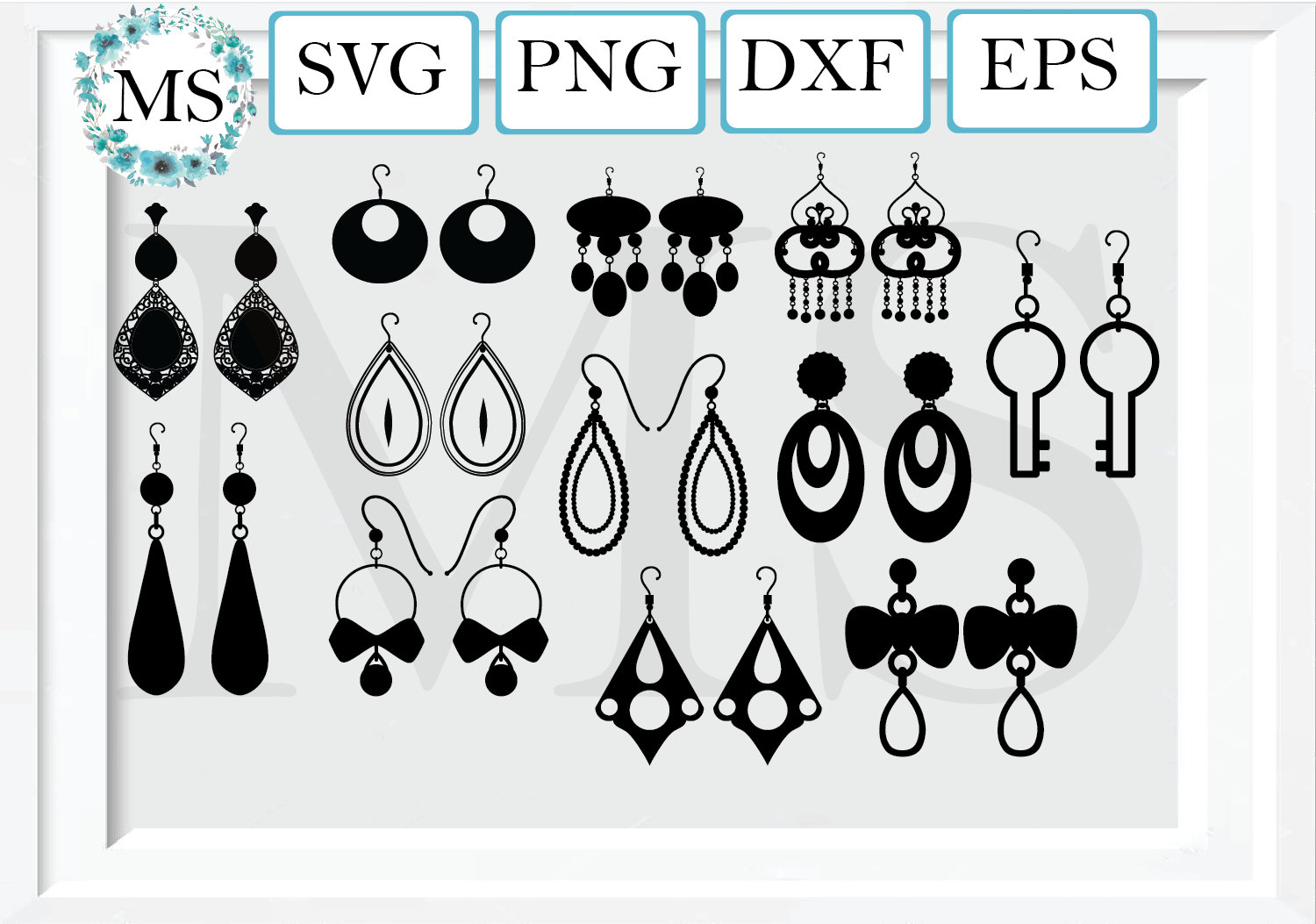 Earring svg Earring Silhouette SVG DXF EPS Tear drop | Etsy