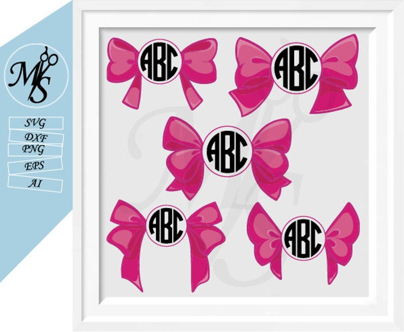 Download Bow SVG Bow Monogram Svg Monogram Frame Svg Silhouette Cut | Etsy