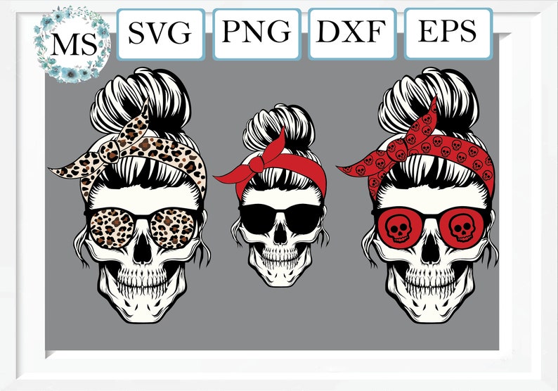 Download 50 % OFF Skull with bandana svg Skull with glasses svg Mom ...