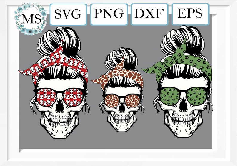 Download 50 % OFF Skull with bandana svg Skull with glasses svg Mom ...