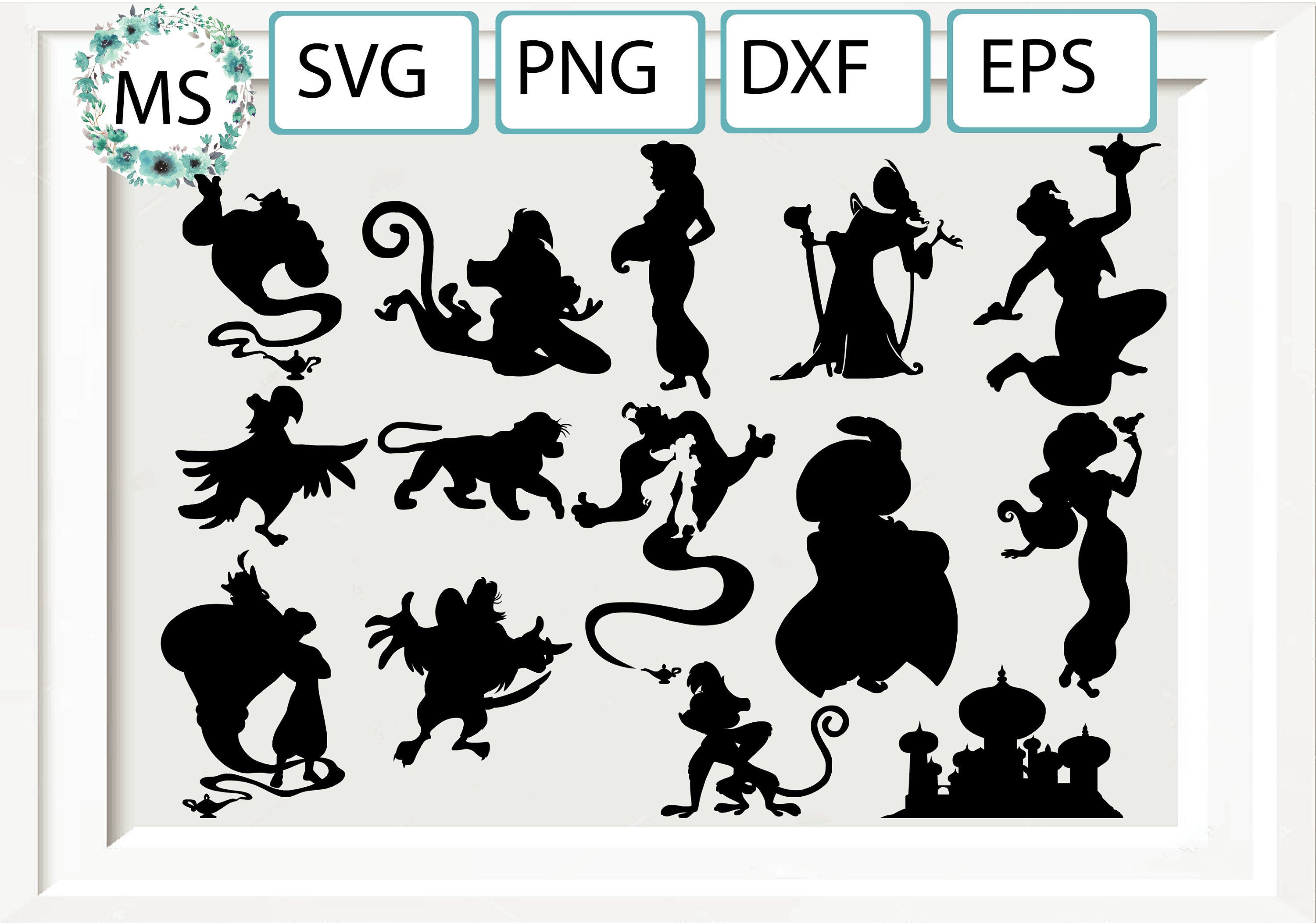 Aladdin Svg Aladdin Clipart Jasmine Svg Disney Svg Silhouette Etsy