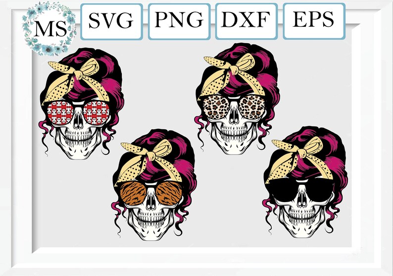 Download 50 % OFF Skull with bandana svg Skull with glasses svg Mom ...