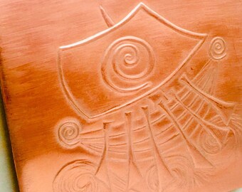 Copper Repoussé “Full Sail”  is a an original design inspired by The Broighter Hoard artefacts from the  1st Century B.C.