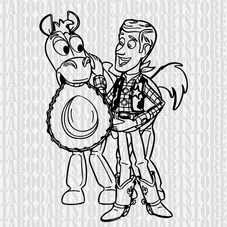 Svg Toy Story Horse Sheriff Woody Stencil Clipart Instant Eps