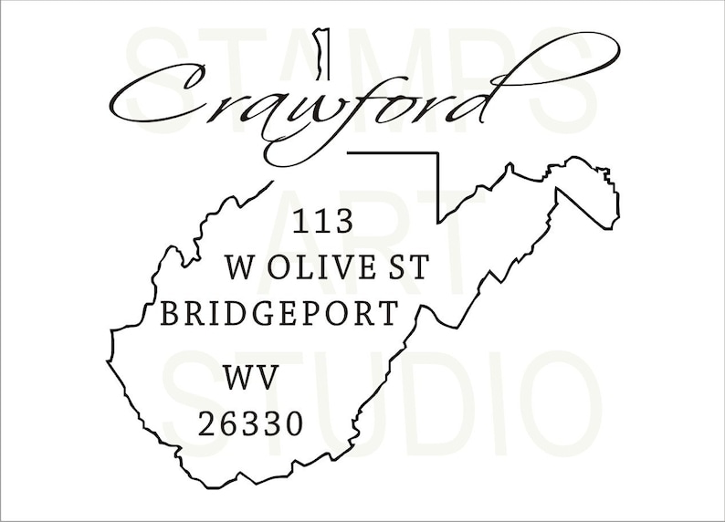 West Virginia Address Stamp Self Inking Address Stamp Custom Address Stamp Square Stamp Return Address Stamp WV Housewarming Gift