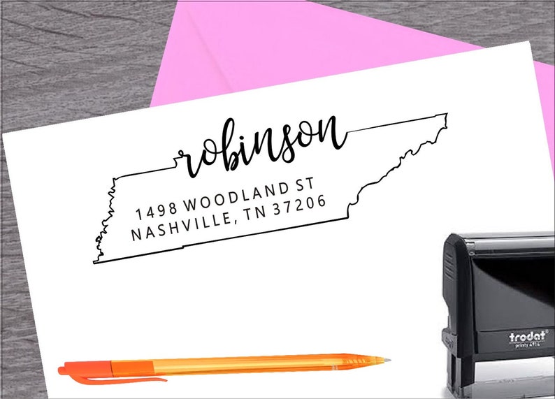 Tennessee Self Inking Address Stamp Wedding Stamp Address Etsy