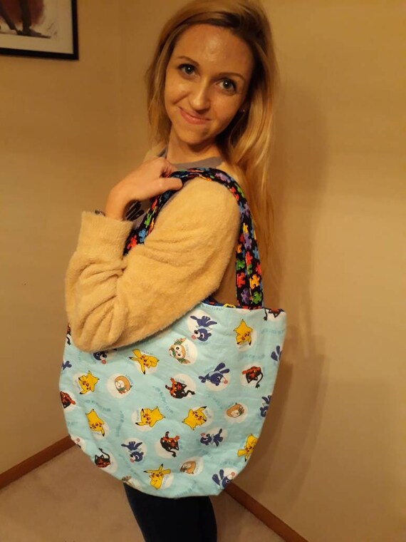 Pattern Patron Tote Bag Reversible Quilted Tote Bag // Shoulder