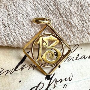 Antique 13 Pendant 18k Gold French Lucky Number