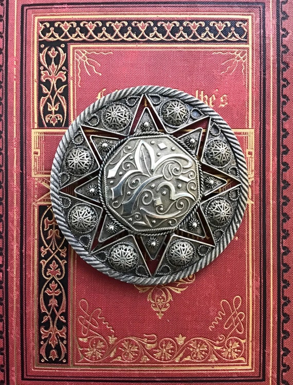 Antique Arabic? Pendant Brooch in Silver. 1800s pi