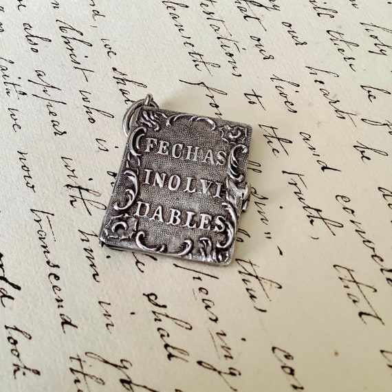 Antique Silver Spanish Book Locket Featuring FETCHAS Etsy