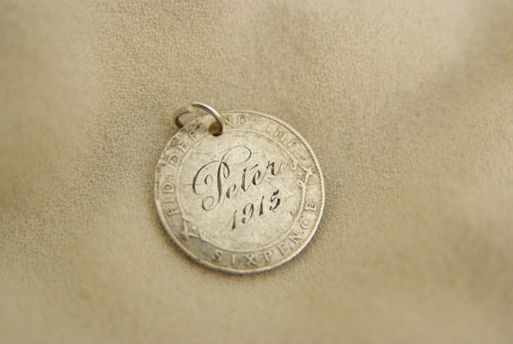 Antique Love Token Silver Engraved with "Peter 19… - image 2