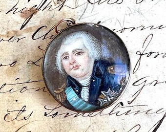 Antique Gold King Louis XVIII Portrait Pendant Royalty miniature french pendant