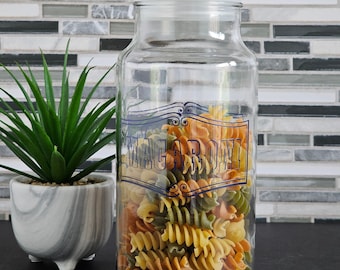 Vintage Pasta Glass Storage Jar/Vintage Catelli Macaroni Storage Jar With Airtight Lid/Open Shelf Storage Jar