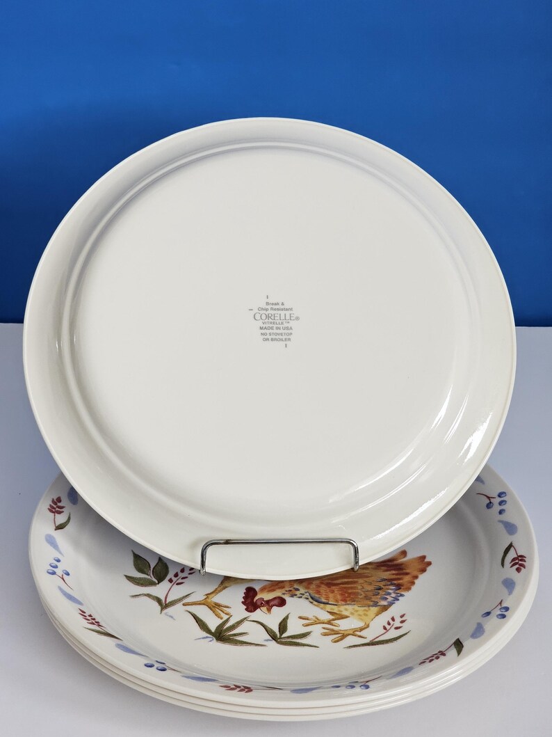Corelle Rooster Bread Dessert Plates/corelle Country Morning Lunch ...