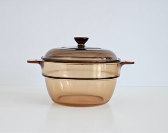 Visions Corning Double Boiler Pot With Lid/Vintage Visions Double Boiler Top Pot V-20-B