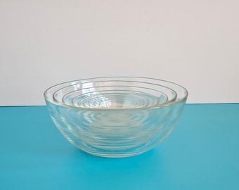 Vintage Duralex Mixing Bowl Set/Vintage Duralex Clear Nesting Mixing Bowls Prep Bowls