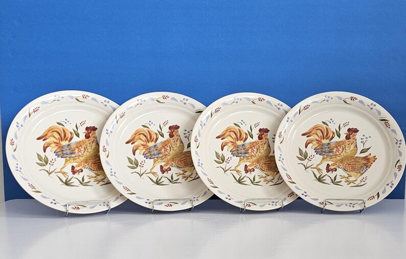 Corelle Rooster Bread Dessert Plates/corelle Country Morning Lunch ...