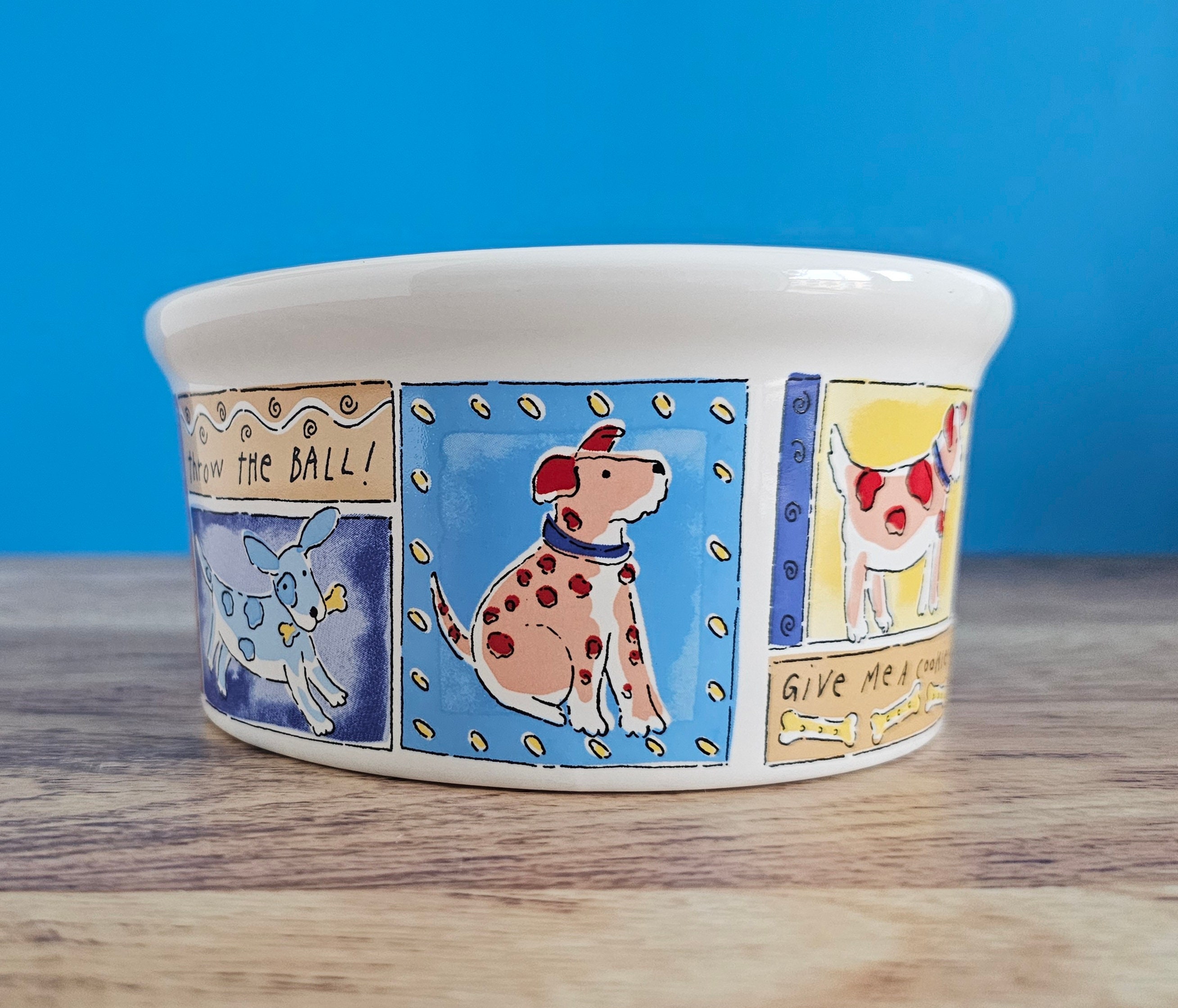 Stoneware Dog Bowl feed Me Dog Food Bowl Etsy