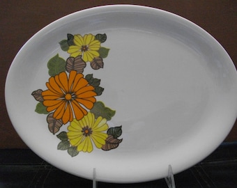 H. Aynsley & Co Orange/Yellow Flower Platter/MCM/Serveware