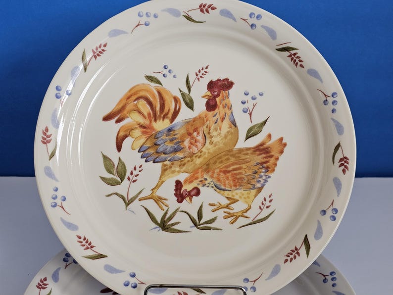 Corelle Rooster Bread Dessert Plates/corelle Country Morning Lunch ...