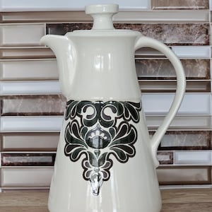 Vintage Galleon Ware Pottery Coffee Pot/Vintage Coffee Carafe Pottery With Brown Design