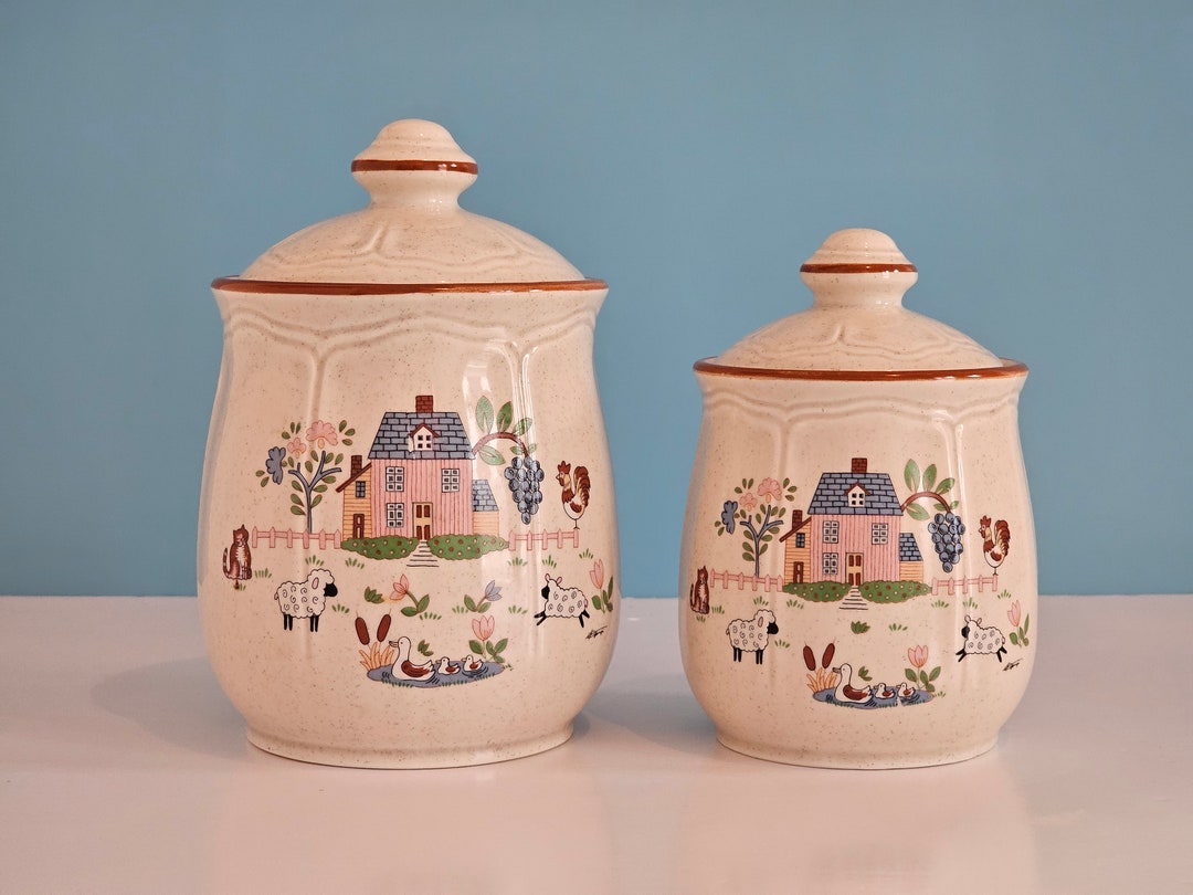 Vintage Country Home Coffee Tea Jars by Jamestown China/vintage 1980's