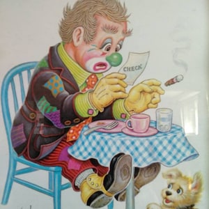 Vintage K Chin Hobo Art/Vintage Clown Hobo Series Wall Art-Got The Check Framed Print