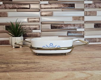 Vintage 1970's Corning Ware Small Casserole With Cradle NO LID