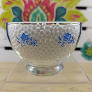 Dominion Glass Dessert Bowls/Vintage Dominion Glass Berries Bowls/Vintage Blue Rose Dessert Bowls/Vintage Glass Dessert Bowls
