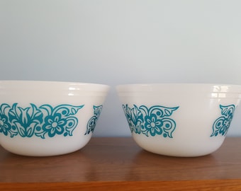 Vintage Federal Glass Blue Tulips/Turquoise/Casserole/Milk Glass