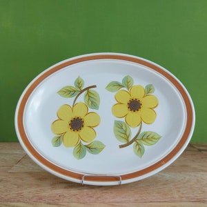 Royal Doulton Summer Days Large Stoneware Platter/Vintage Royal Doulton Vegetable Meat Platter/Royal Doulton Yellow Flower Meat Platter