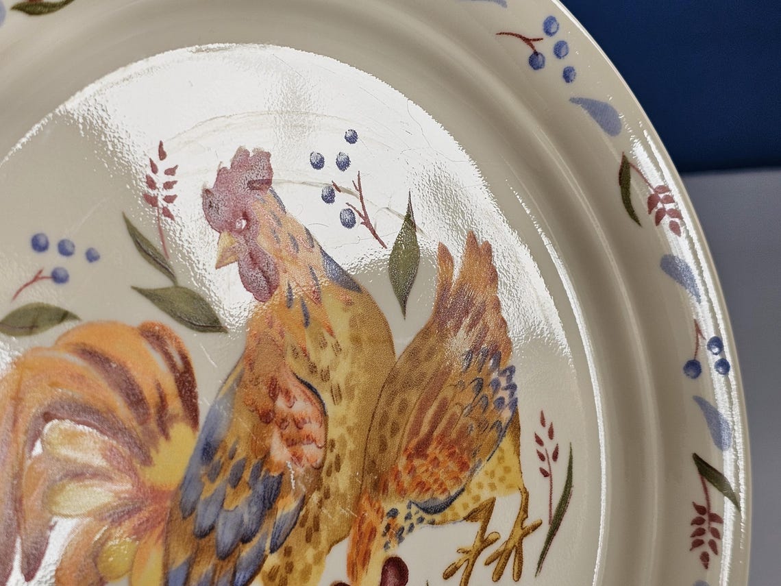 Corelle Rooster Bread Dessert Plates/corelle Country Morning Lunch ...